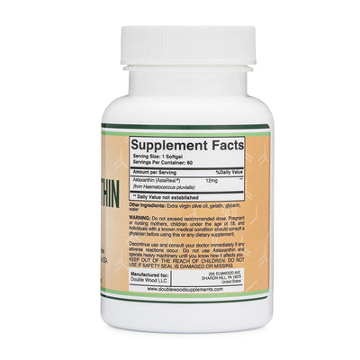 DoubleWood Astaxanthin 12mg Vitamins & Minerals - 60 Softgels - Image 3