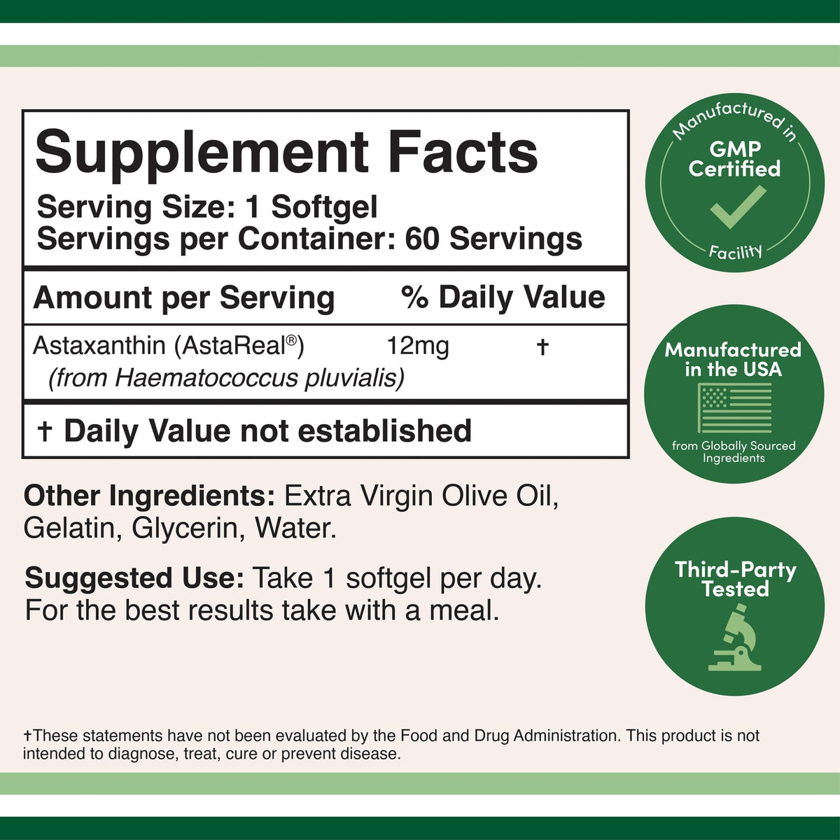 DoubleWood Astaxanthin 12mg Vitamins & Minerals - 60 Softgels - Image 2