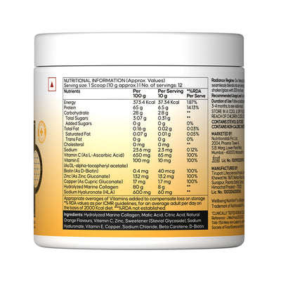Wellbeing Nutrition Marine Collagen Powder - Valencia Orange Flavour, 120g, 12 Servings - Image 8