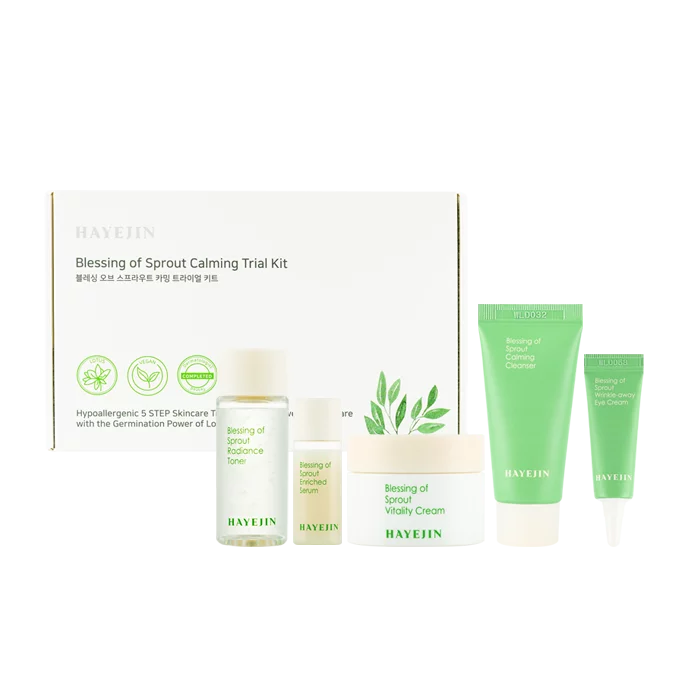 Hayejin Blessing of Sprout Calming Trial Kit - 5-Step Face Serums & Treatments