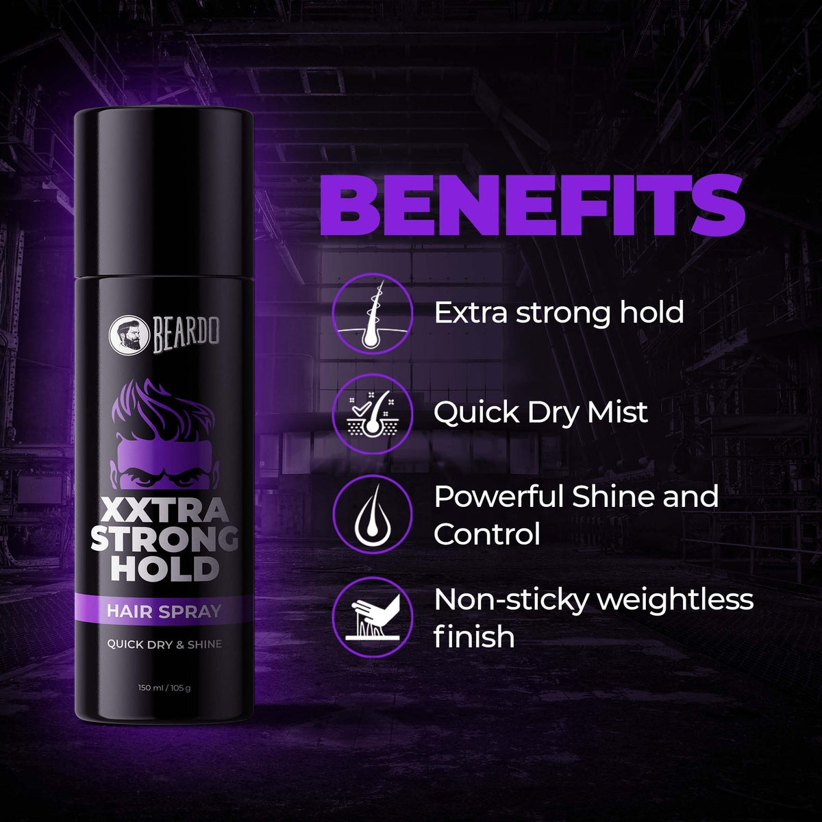 Beardo Xxtra Strong Hold Hair Spray - 150ml - Image 2