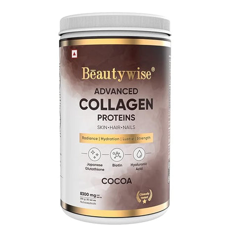 Beautywise Advanced Marine Collagen Proteins Powder With Hyaluronic Acid, Glutathione & Biotin (Cocoa) 250G