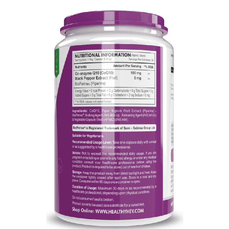 HealthyHey High Absorption CoQ10 with BioPerine - 125 mg, 60 Capsules - Image 3
