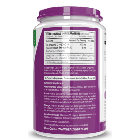 Healthy Hey High Absorption CoQ10 with BioPerine - 125 mg - 60 Capsules