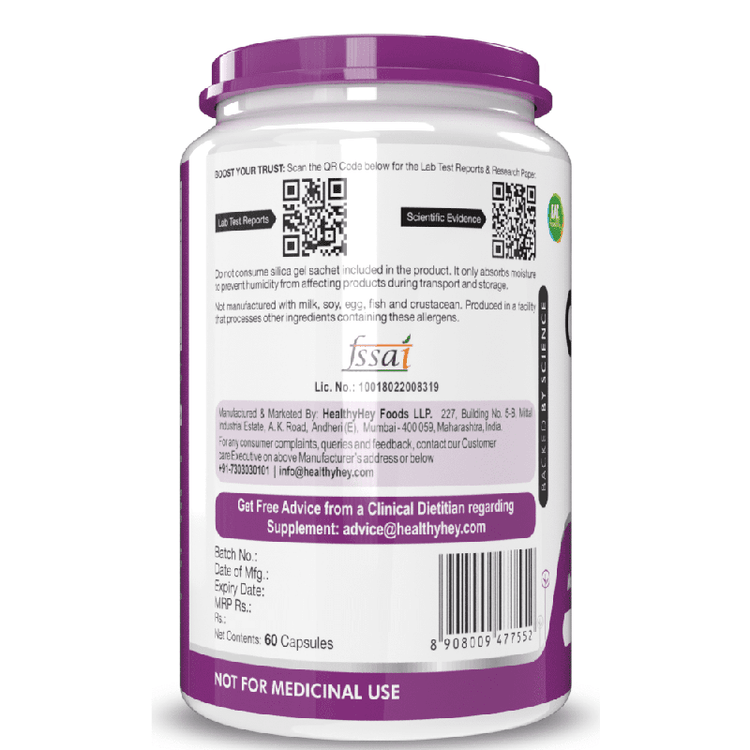 HealthyHey High Absorption CoQ10 with BioPerine - 125 mg, 60 Capsules - Image 4