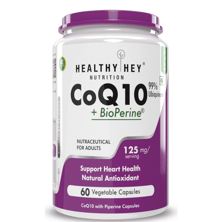 HealthyHey High Absorption CoQ10 with BioPerine - 125 mg, 60 Capsules