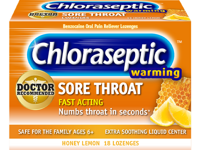 Chloraseptic Warming Sore Throat Lozenges - Honey Lemon, 18 Pack