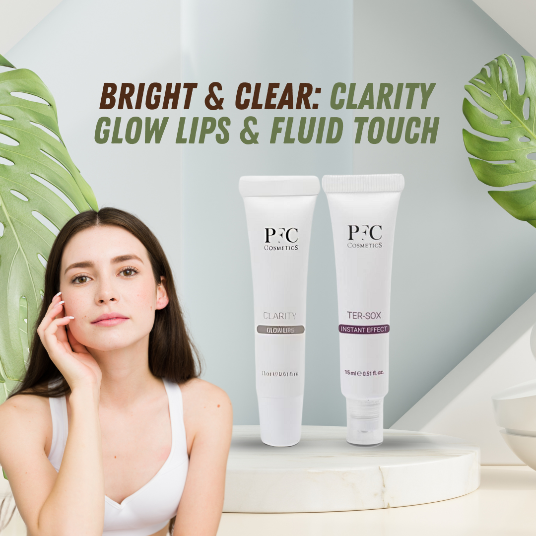 مجموعة النضارة والتفتيح: ملمع الشفاه PFC Samapharma Clarity Glow سعة 15 مل ومستحضر PFC Ter-sox ذو التأثير الفوري سعة 15 مل
