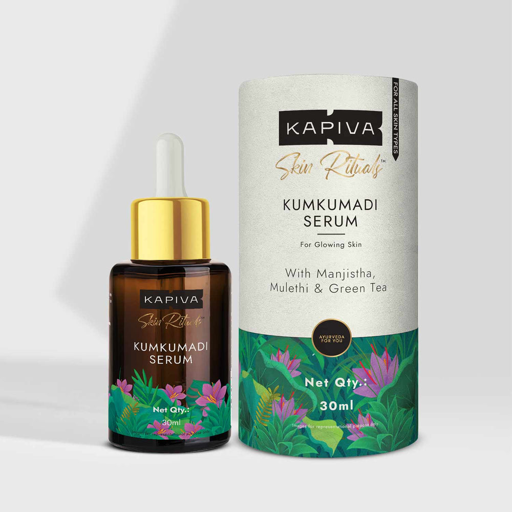 Glow Combo: Kapiva Skin Rituals Kumkumadi Serum 30 ml + KAPIVA Glow Mix Rose, Shatavari & Pomegranate 30 Sachets