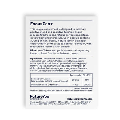 FutureYou Focus Zen - Lemon Balm Extract Capsules, Vegan - 28 Day Supply - Image 3