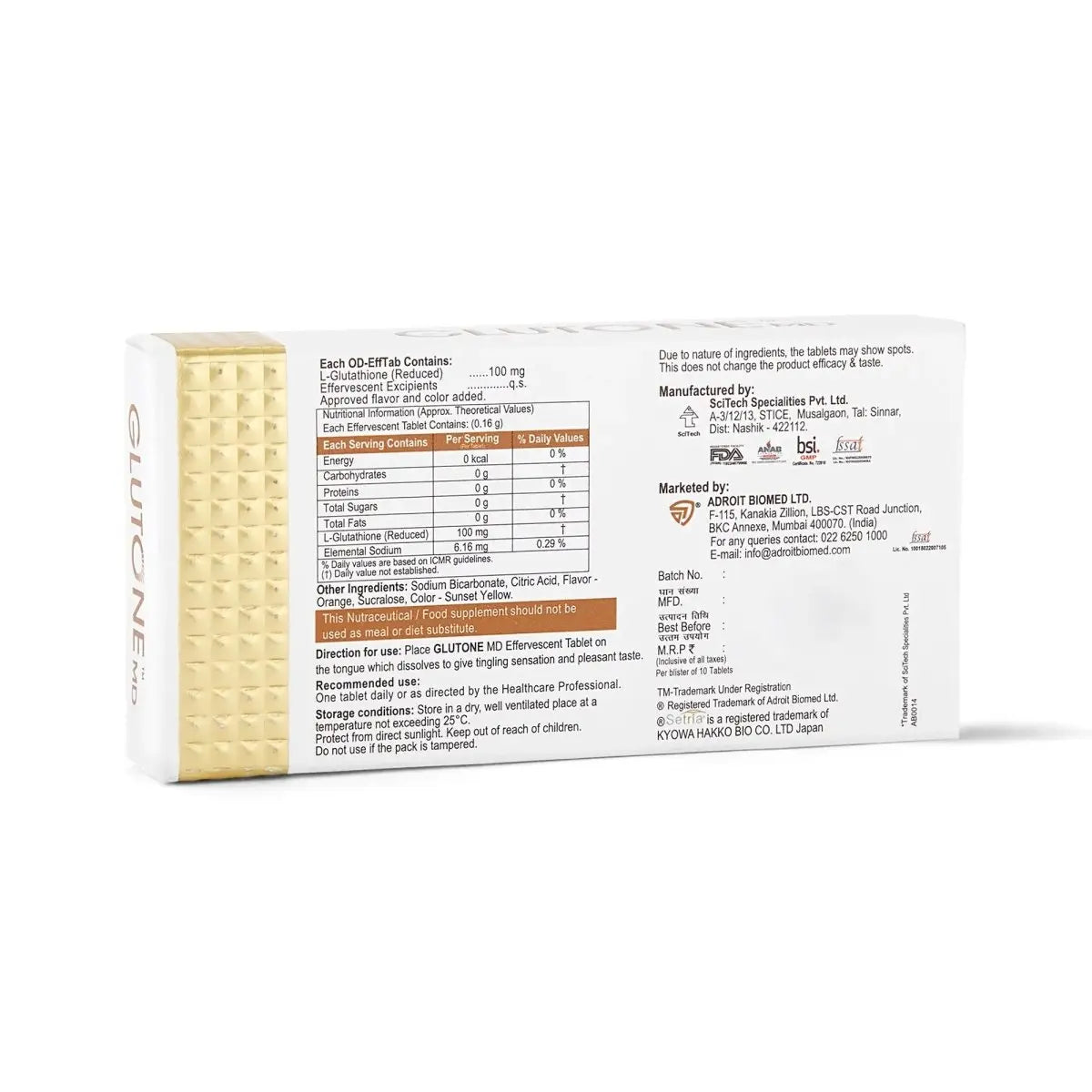 Glutone Hydra L-Glutathione OD Effervescent Tablets - 30 Count - Image 5