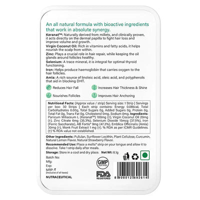 Wellbeing Nutrition Melts Hair Fall Control Oral Strips - Tropical Strawberry, 30 Strips - Image 7