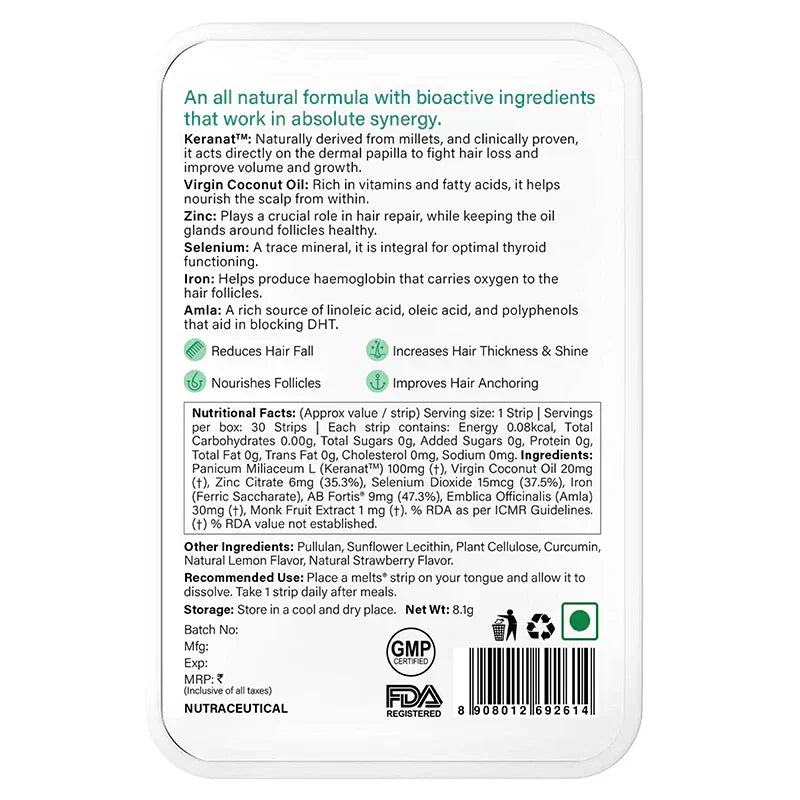 Wellbeing Nutrition Melts Hair Fall Control Oral Strips - Tropical Strawberry, 30 Strips - Image 7