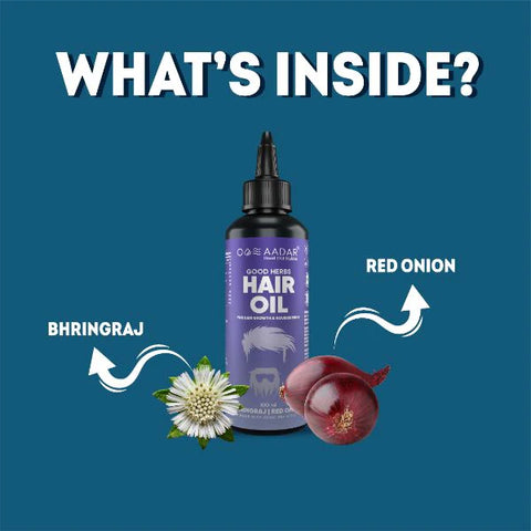 AADAR GOOD HERBS Hair Oil (Pack of 2)  | Ayurvedic Hair Fall & Damage Control | Supports Healthy Hair | Red Onion, Bhringraj, Hibiscus, Virgin Coconut made with vedic pak vidhi