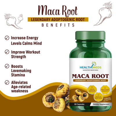 Healthmeds Maca Root Extract 500mg - 60 Veg Capsules Dietary Supplement - Image 5