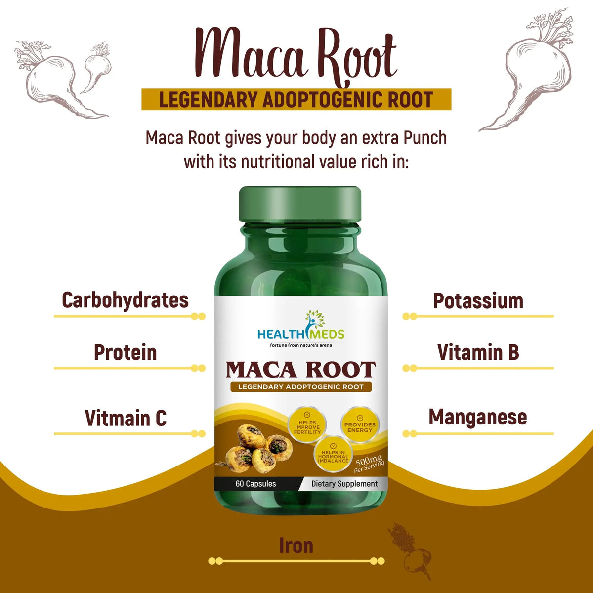 Healthmeds Maca Root Extract 500mg - 60 Veg Capsules Dietary Supplement - Image 4