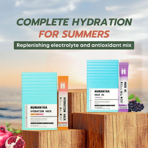 Best Summer Hydration Combo- Humantra Electrolyte Berry Pomegranate 70g + Humantra Electrolyte Elderberry 90g