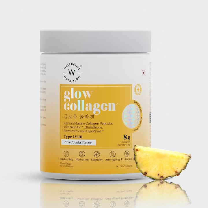 Wellbeing Nutrition Glow Collagen with Glutathione 250g - Pina Colada Flavor Wellbeing Nutrition Glow Collagen with Glutathione 250g - Pina Colada Flavor