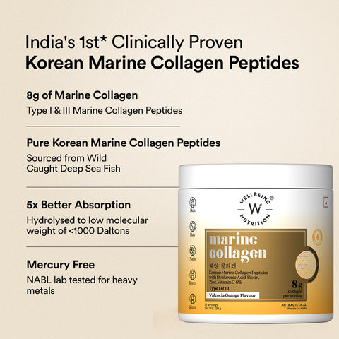 Wellbeing Nutrition Marine Collagen - Valencia Orange 120gms (12 servings)