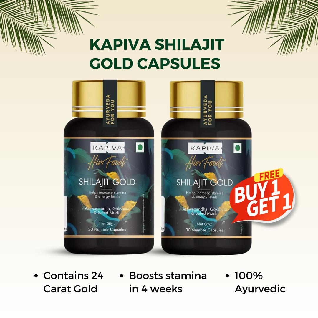 Kapiva Shilajit Gold 30 Capsules | Contains 24 Carat Gold | Boosts Stamina In 4 Weeks | 100% Ayurvedic  (Buy 1 Get 1 Free)