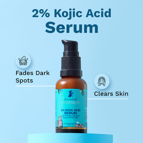 Pilgrim 2% Kojic Acid Serum for face (30 ml) with 1% Alpha Arbutin & Korean White Lotus