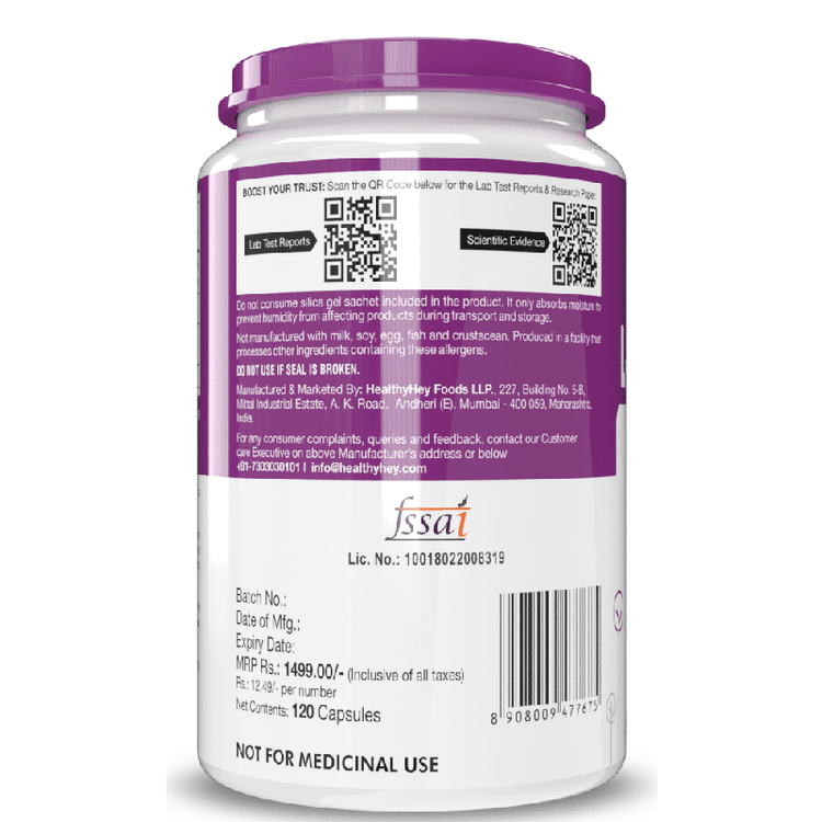 HealthyHey L-Arginine 120 Vegetable Capsules - Vitamins & Minerals - Image 3
