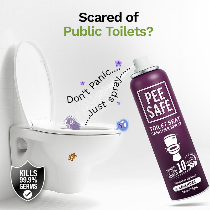 Pee Safe Toilet Seat Sanitizer Spray - Lavender, 75ml - Image 3