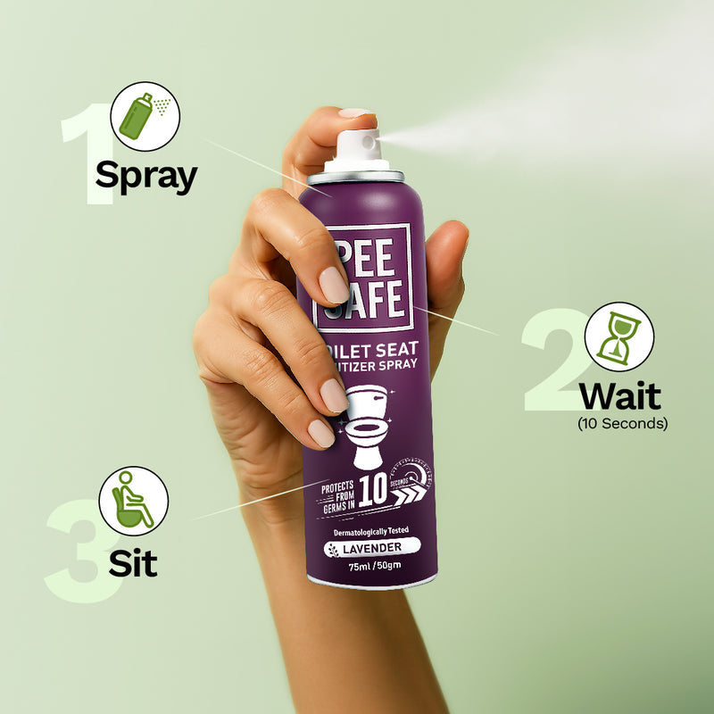 Pee Safe Toilet Seat Sanitizer Spray - Lavender, 75ml - Image 4