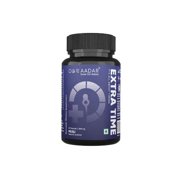 AADAR EXTRA TIME | builds performance time & pleasure | stamina Builder | Shilajit, Gokhru, Musli 60 Capsules