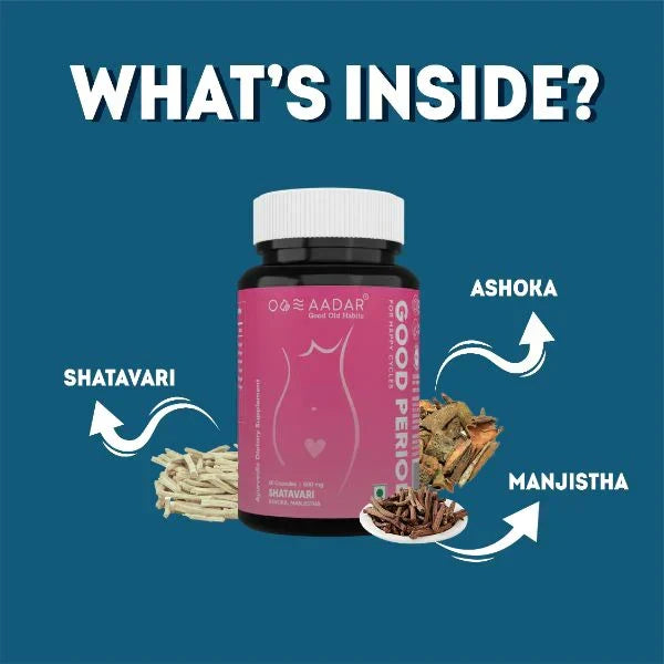 Aadar Good Period Capsule - Herbal & Ayurvedic Menstrual Support - 60 Capsules - Image 2