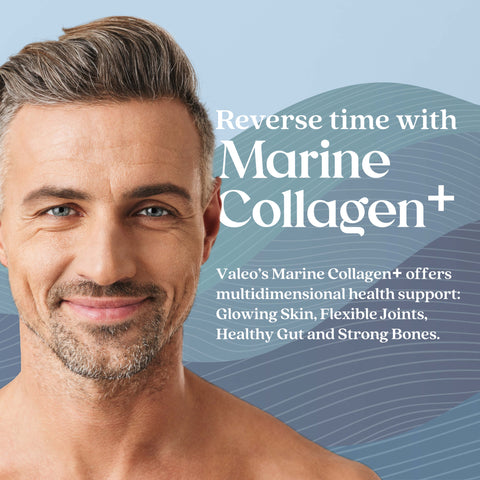 Valeo Marine Collagen+ Anti Aging Collagen Supplement- Unflavoured, 208 Gms with KUWA Bottle 