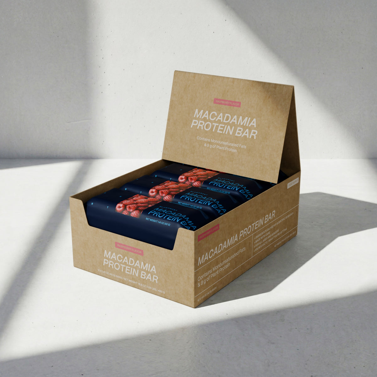Blueprint Macadamia Protein Bar - Raspberry - 9g Protein, No Added Sugar, 12 Bars
