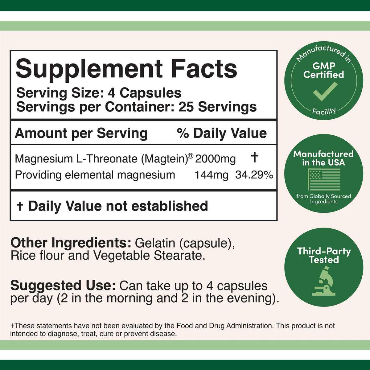 Doublewood Magnesium L-Threonate Capsules - 100 Count - Image 2