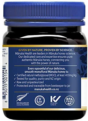 MANUKA HEALTH - MGO 400+, UMF 13+ Manuka Honey, 100% Pure New Zealand Honey, 250 g