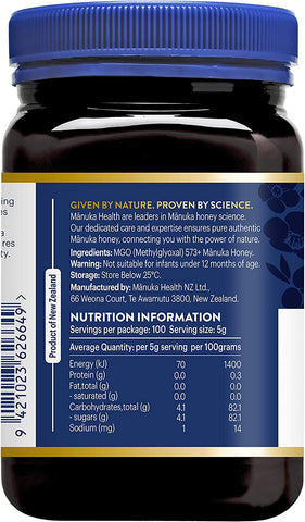 Manuka Health MGO 573+ Manuka Honey, UMF 16, 500g