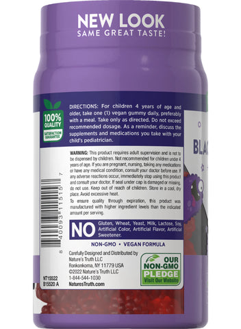 NATURE'S TRUTH KIDS BLACK ELDERBERRY WITH VITAMIN C, ZINC +  Power Gummies Junior Daily dose of multivitamin and Immunity Booster 30 Gummies