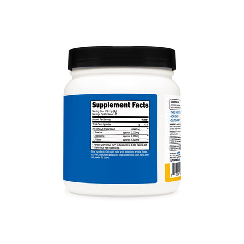 Nutricost BCAA Powder 2:1:1 (Unflavored, 60 Servings) - Vegetarian, Non-GMO, Gluten Free, Branched Chain Amino Acids