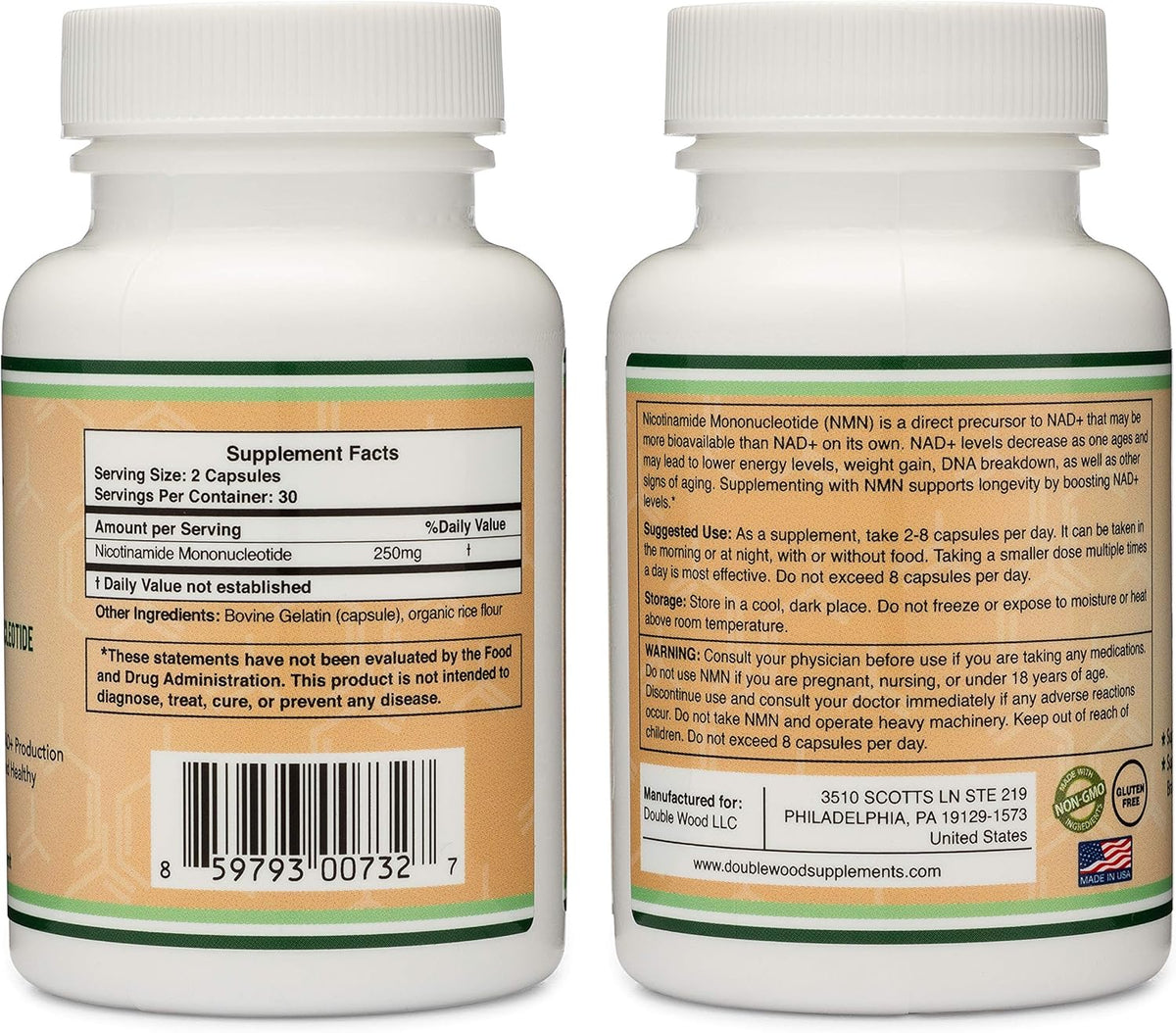 Doublewood NMN 250mg Vitamins & Minerals 60 Capsules - Image 2