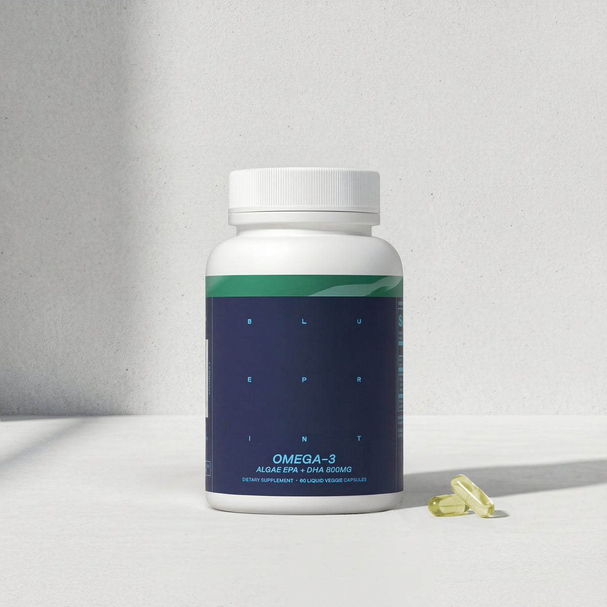 Blueprint Omega-3 Algae Capsules - High Potency EPA/DHA - 800mg, 60 Capsules