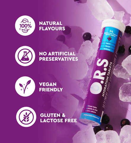 O.R.S Hydration, Blackcurrant Electrolyte Tablets for Everyday Hydration & Wellness - 24 Tablets