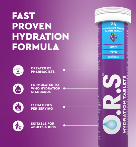 O.R.S Hydration, Blackcurrant Electrolyte Tablets for Everyday Hydration & Wellness - 24 Tablets