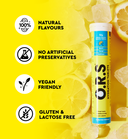 O.R.S Hydration, Lemon Electrolyte Tablets for Everyday Hydration & Wellness - 24 Tablets