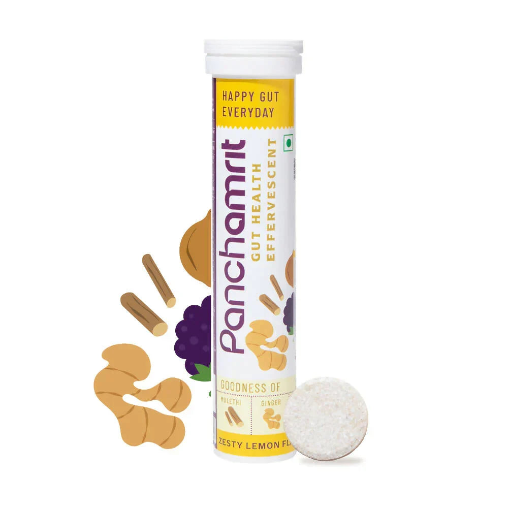 Panchamrit Gut Health Effervescent Tablets - Zesty Lemon - 20 Count