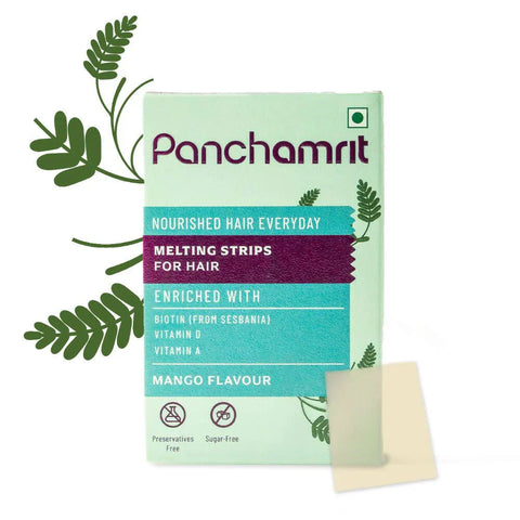 Panchamrit Nourished Hair Everyday Melting Strips for Hair 30 (Mango Flavour)