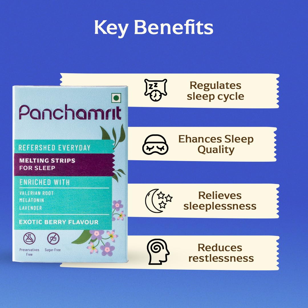 Panchamrit Refreshed Everyday Melting Strips for Sleep, Exotic Berry Flavour, 30 Strips - Image 4