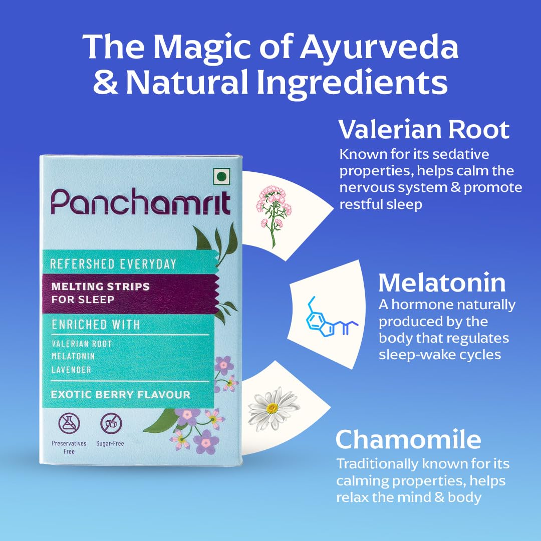 Panchamrit Refreshed Everyday Melting Strips for Sleep, Exotic Berry Flavour, 30 Strips - Image 2