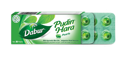 Dabur Pudin Hara Pearls for Gut Health - Peppermint & Spearmint Oils, 20 Pack