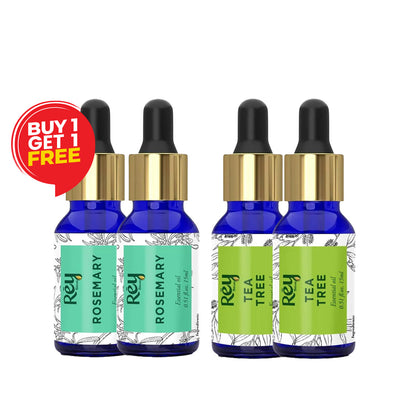 Rey Naturals Tea Tree Oil & Rosemary Oil For Hair Growth & Dandruff Control 15ML*2 (Combo) Buy One Get One