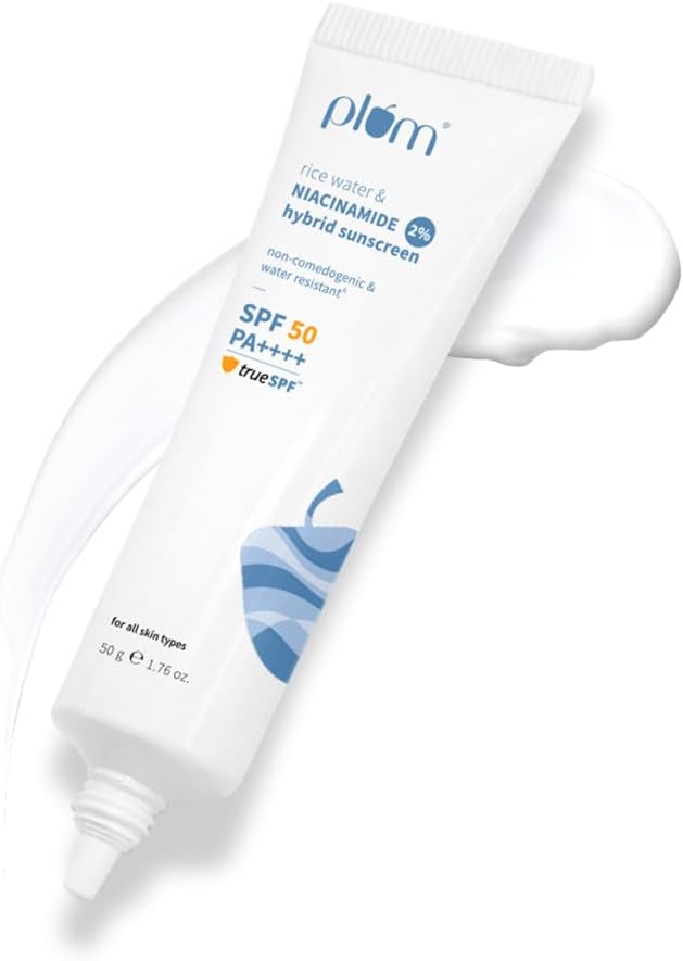 Plum SPF50 Sunscreen with Rice Water & Niacinamide - 50g