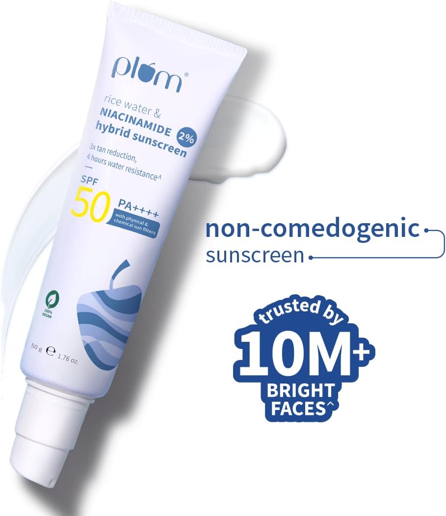 Plum SPF50 Sunscreen with Rice Water & Niacinamide - 50g - Image 3